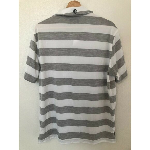 Chase 54 Striped Gray and White Short Sleeve Collared Polo Men's Medium - Picture 6 of 6